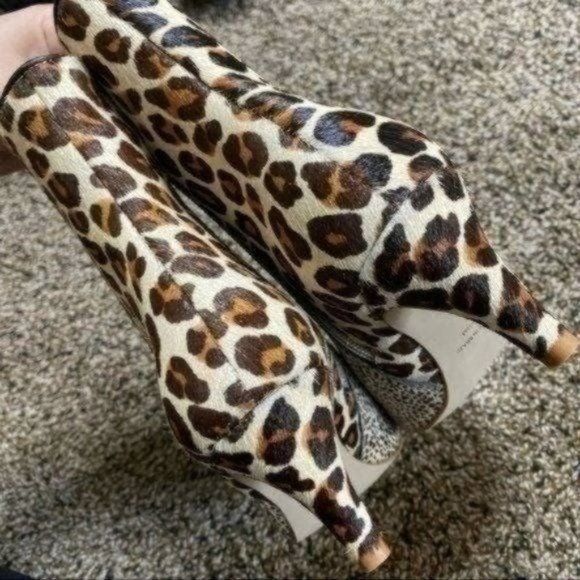 Matisse Cow Hair Womens Animal Leopard Print Moon Walkin Heeled Boot Sz 6 1/2 - Picture 9 of 9